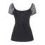 T-shirt en Résille Insérée à Manches Raglan à Lacets - Noir S