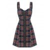 Vintage Plaid Checked Hook and Eye Corset Style Mini Tank Dress - multicolor XXL
