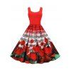 Musical Note Floral Heart Print Sleeveless Dress - multicolor M