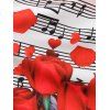 Robe Fleurie à Imprimé Note de Musique et Cœur sans Manches - multicolor S