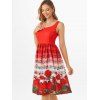 Musical Note Floral Heart Print Sleeveless Dress - multicolor L