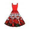 Musical Note Floral Heart Print Sleeveless Dress - multicolor L