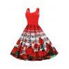 Musical Note Floral Heart Print Sleeveless Dress - multicolor XL