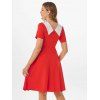 Colorblock Turn Down Collar Dress - RED M