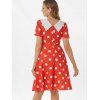 Polka Dot Turn Down Collar Dress - RED M