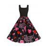 Heart Cupid Print Sleeveless Dress - multicolor S