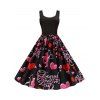 Heart Cupid Print Sleeveless Dress - multicolor L
