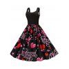 Heart Cupid Print Sleeveless Dress - multicolor XL