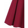 Sailor Style Dress Cold Shoulder Dual Straps Mini Dress Mock Button Long Sleeve A Line Dress - RED XL