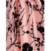 Robe de Soirée d'Eté en Ligne A Évasée Florale à Superposition en Maille - Rose clair XL