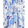 Drawstring Flower Print Tassel A Line Dress - BLUE XXL