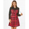 Plaid Cupped Hooded Mini Dress - RED XL