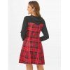 Plaid Cupped Hooded Mini Dress - RED XL