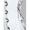 Robe Mi-Longue Haute Basse Imprimée à Lacets - Blanc M