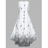 Robe Mi-Longue Haute Basse Imprimée à Lacets - Blanc XXL