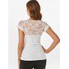 Lace Insert Ruched T-shirt - WHITE L
