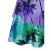 Beach Bikini Swimwear Tropical Palm Swimsuit Twisted Flounce Layered Skort Summer Bathing Suit - GREEN 2XL