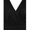 Glitter Mesh Panel Metallic Thread Sheer Surplice Dress - BLACK M