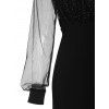 Glitter Mesh Panel Metallic Thread Sheer Surplice Dress - BLACK M