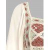 Crochet Insert Square Neck Peplum Blouse - WHITE L