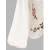 Crochet Insert Elk Floral Embroidered Button Up Blouse - WHITE M