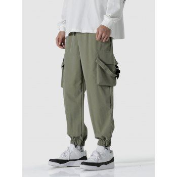 

Drawstring Solid Color Cargo Pants, Light green