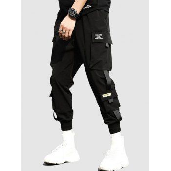 

Letter Patches Cargo Pants, Black