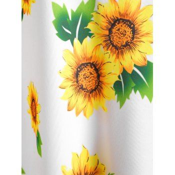 Sunflower Print Crochet Insert Tank Top