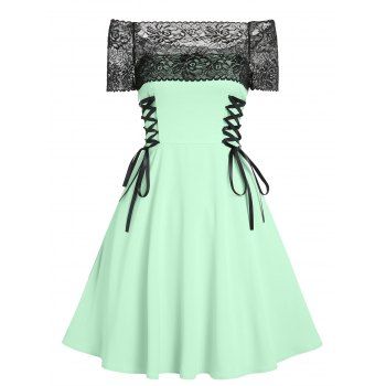 

Floral Lace Off Shoulder Dress, Light green