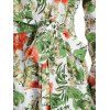 Floral Print Belted Godet Dress - multicolor L