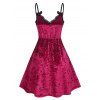Bowknot Lace Trim Party Velvet Dress - RED L