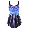 Modest Print Tankini Swimsuit Cheeky Skirted Swimwear Set - BLUE S