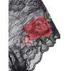 Lace Flower Embroidered See Thru Panties - BLACK M