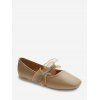 Chaussures Plates Barre en Dentelle avec Strass à Volants - Blanche Amande EU 39