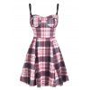 Retro Plaid Checked Cupped Corset Style Cami Skater Dress