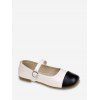 Chaussures en Blocs de Couleurs Bout Rond en Faux Cuir - Noir EU 37