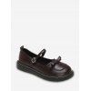 Chaussures à Bout Rond en Faux Cuir avec Nœud Papillon - marron foncé EU 38