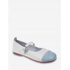 Chaussures à Bride Bouclée en Blocs de Couleurs en Faux Cuir - Bleu de Ciel EU 38