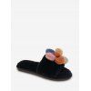 Chaussures Pantoufles Fourrées Décorées de Fleur - Noir EU 38
