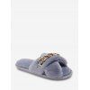 Chaussures Pantoufles Fourrées avec Chaîne Croisée - Gris EU 39