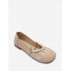 Chaussures Bout Rond à Chaîne avec Fausse Perle - Kaki Léger EU 37