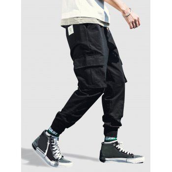 

Patch Design Large Pocket Cargo Jogger Pants, Black