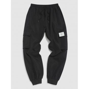 

Patch Design Large Pocket Cargo Jogger Pants, Black