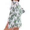 Leaf Flower Cinched Bikini Swimwear with Mesh Cover Up Set - GREEN S