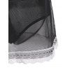 Lace Mesh Bowknot Back Slit Padded Lingerie Dress - BLACK S