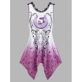 

Flower Skull Gothic Lace Handkerchief Tank Top, Light purple