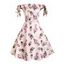 Off The Shoulder Dress Floral Polka Dot Print Mini Dress Bowknot Tie Foldover A Line Dress - WHITE M