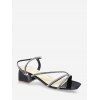 Sandales à Bretelle à Talon Epais avec Strass - Noir EU 39