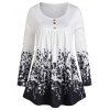 Ruched Button Front Floral Top - WHITE XXL