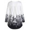 Ruched Button Front Floral Top - WHITE XXL